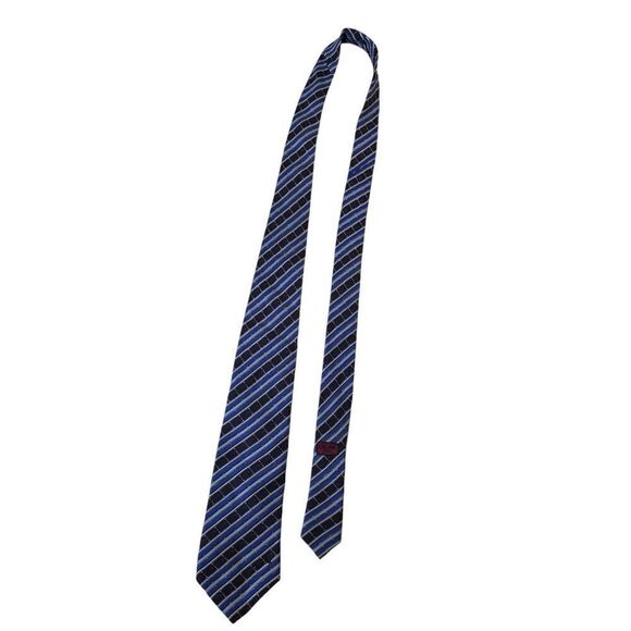 CÉLINE Paris Navy Stripped Red Printed Tie - Picture 3 of 5